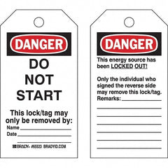 Do Not Operate Tag: 5-3/4" High, 3" Wide, Paper, "DANGER"