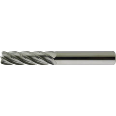 Corner Radius End Mill: 1" Dia, 3" LOC, 0.0900" Radius, 5 Flute, Solid Carbide