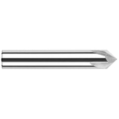 Chamfer Mill: 3/16" Dia, 3/16" Shank Dia, 2 Flute, Solid Carbide, Single End