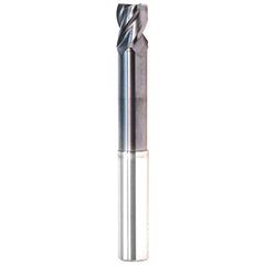 Corner Radius End Mill: 3/8" Dia, 1/2" LOC, 0.0300" Radius, 4 Flute, Solid Carbide