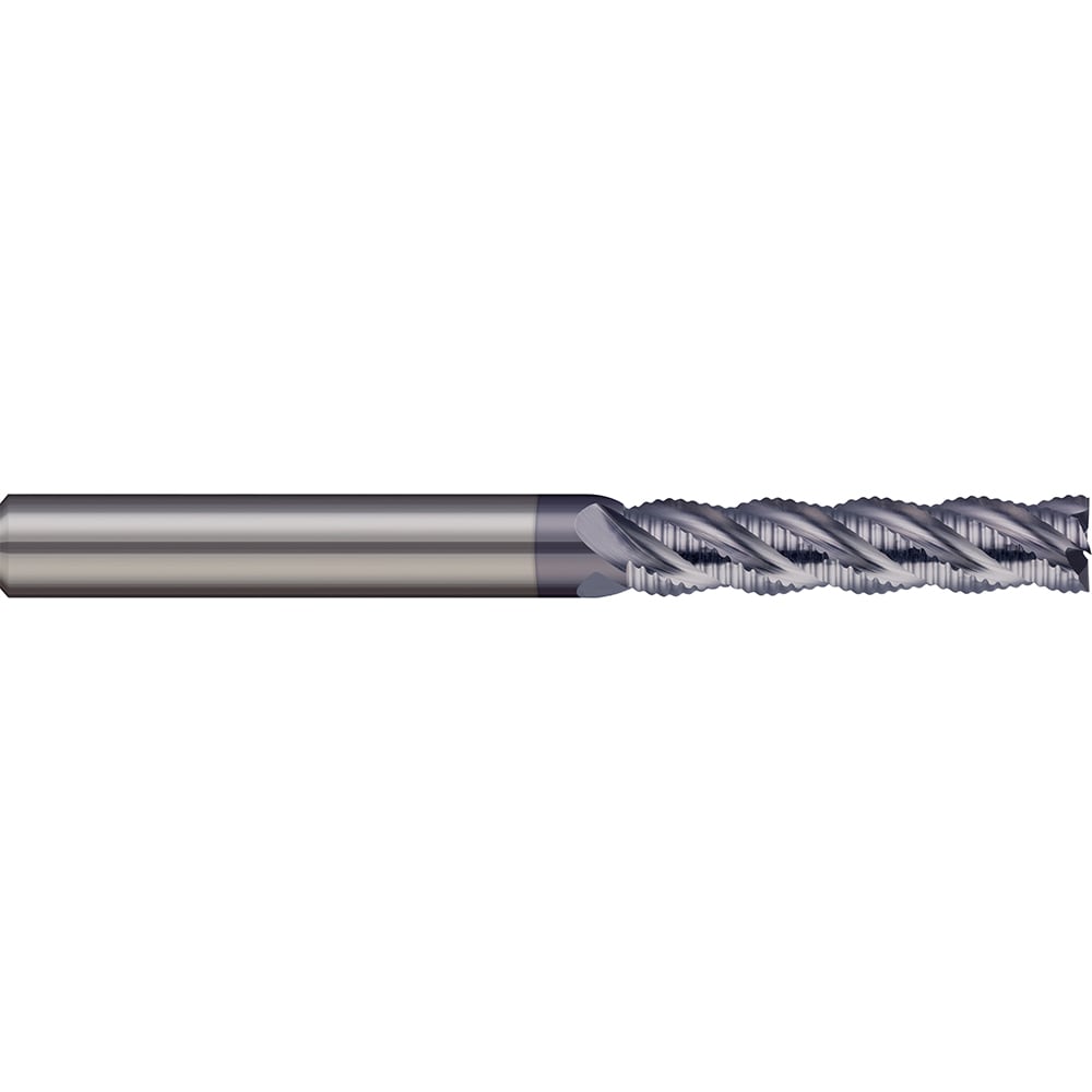 Roughing End Mill: 3/8" Dia, 4 Flute, Single End, Solid Carbide, Chipbreaker