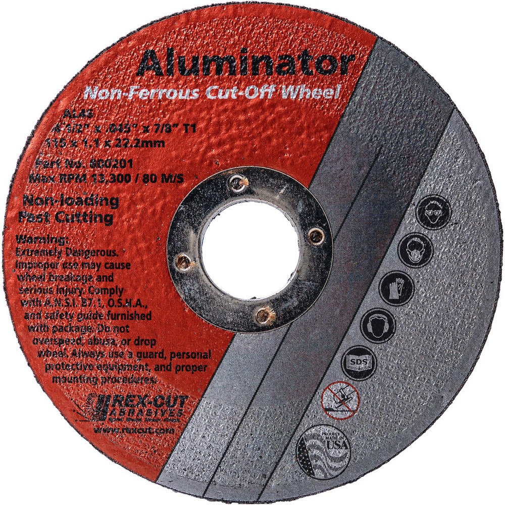 Cutoff Wheel: Type 1, 5" Dia, Aluminum Oxide