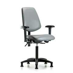 Ergonomic Multifunction Task Chair: Vinyl, 28-1/2" Seat Height, Sterling