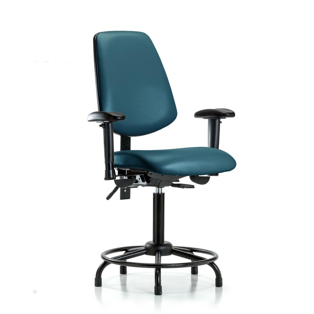 Ergonomic Multifunction Task Chair: Vinyl, 31" Seat Height, Marine Blue