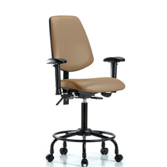 Ergonomic Multifunction Task Chair: Vinyl, 33" Seat Height, Taupe