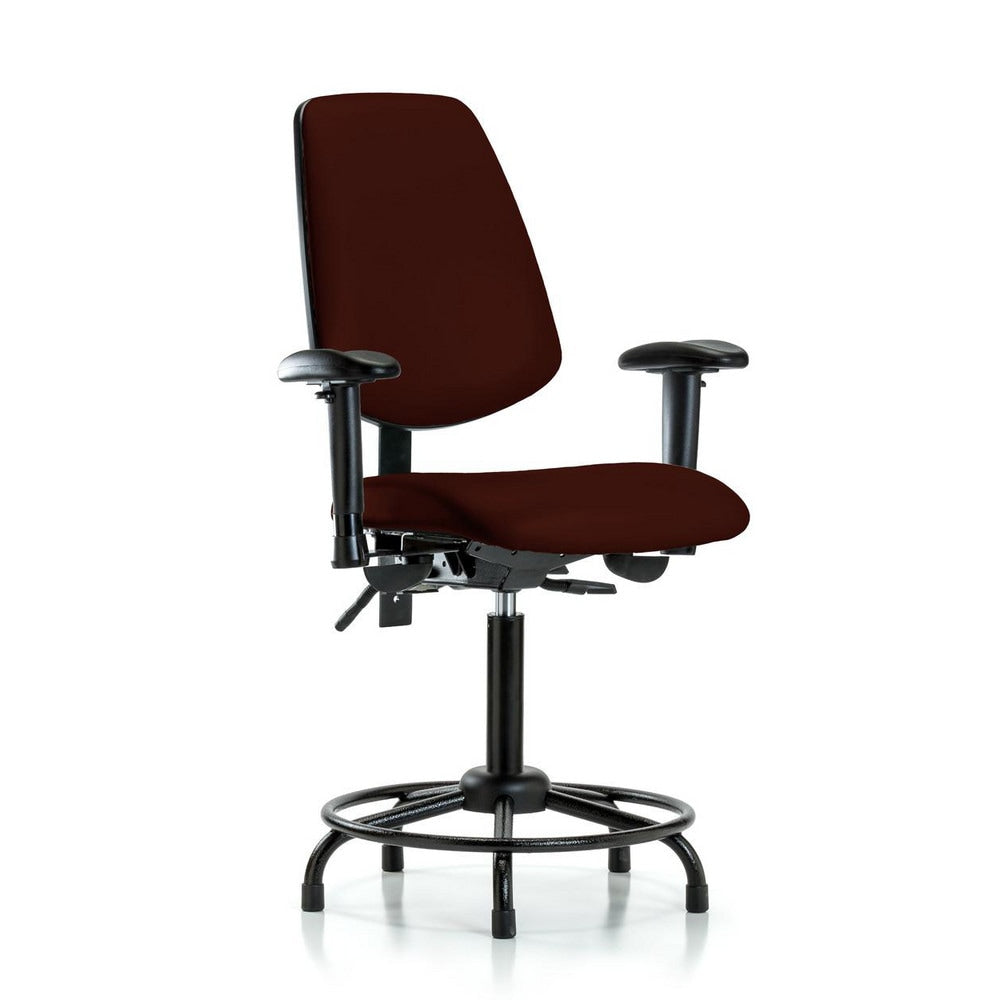 Ergonomic Multifunction Task Chair: Vinyl, 31" Seat Height, Burgundy