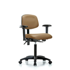 Ergonomic Multifunction Task Chair: Vinyl, 28-1/4" Seat Height, Taupe