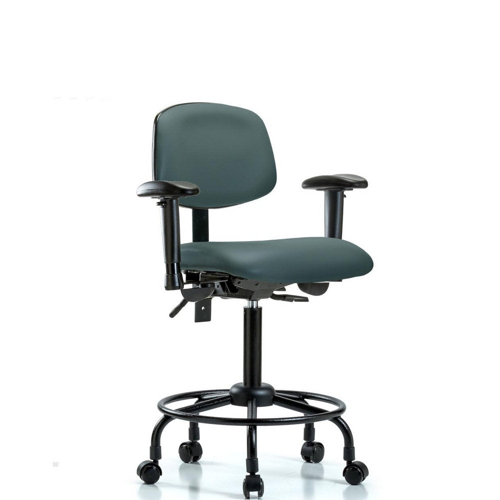 Ergonomic Multifunction Task Chair: Vinyl, 33" Seat Height, Colonial Blue