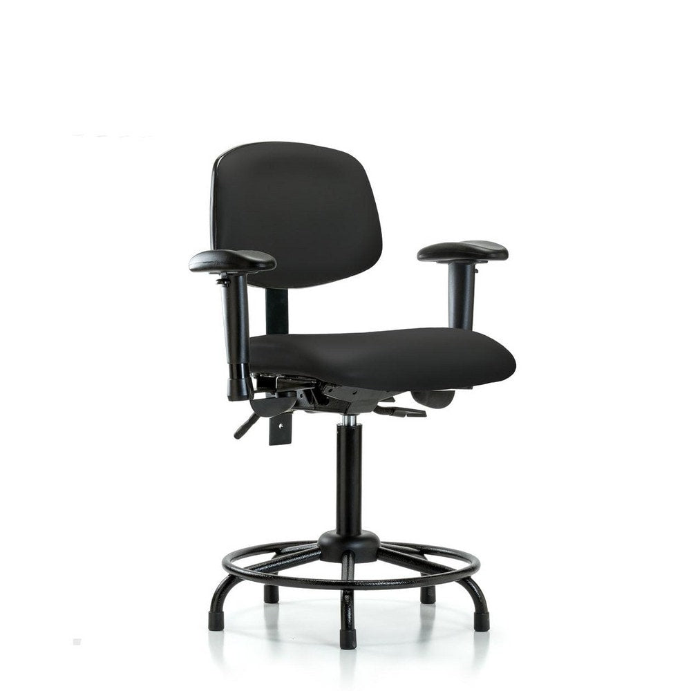 Ergonomic Multifunction Task Chair: Vinyl, 31" Seat Height, Black