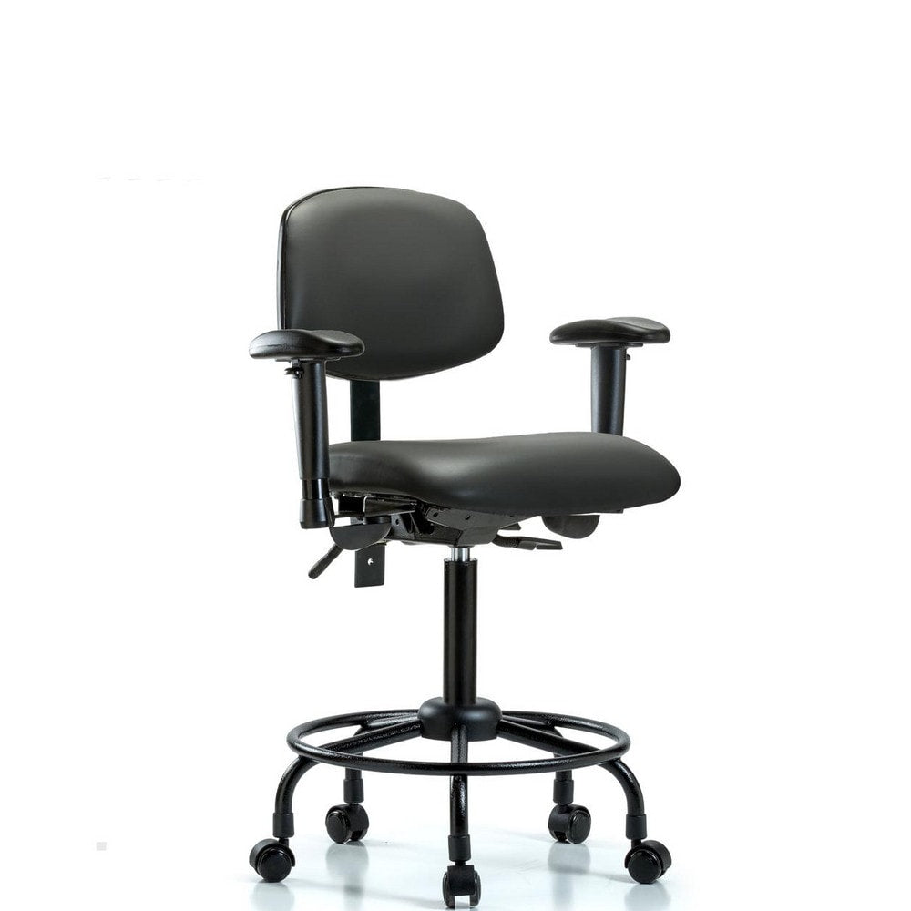 Ergonomic Multifunction Task Chair: Vinyl, 33" Seat Height, Carbon