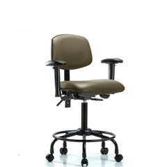 Ergonomic Multifunction Task Chair: Vinyl, 33" Seat Height, Taupe