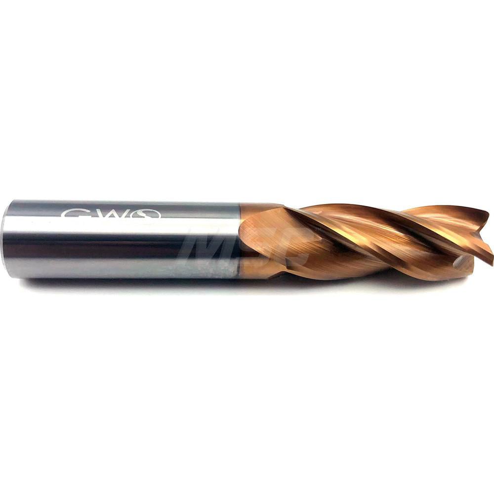 Corner Radius End Mill: 1/2" Dia, 1-1/2" LOC, 0.0150" Radius, 4 Flute, Solid Carbide