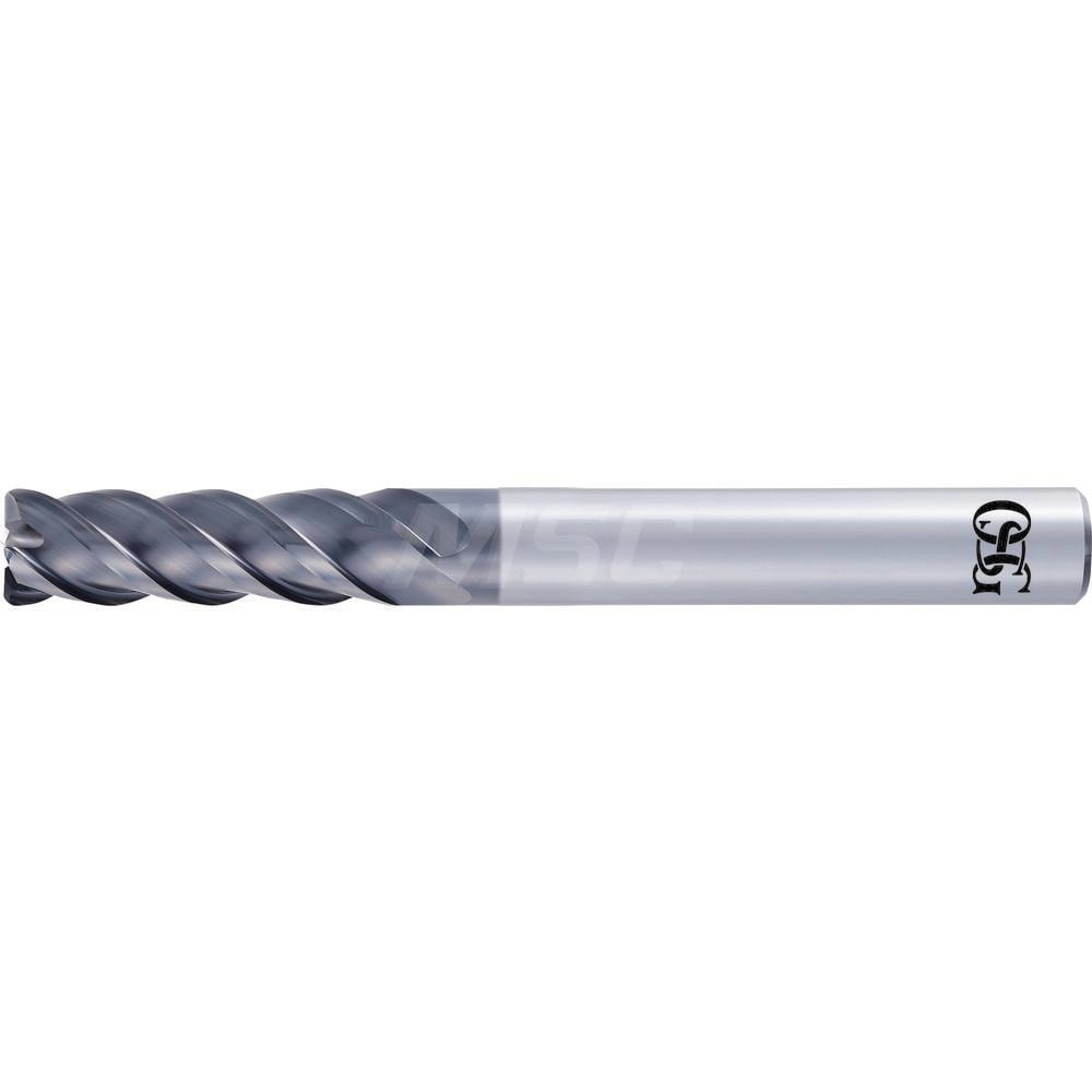 Corner Radius End Mill: 1/2" Dia, 1-1/2" LOC, 0.0150" Radius, 4 Flute, Solid Carbide