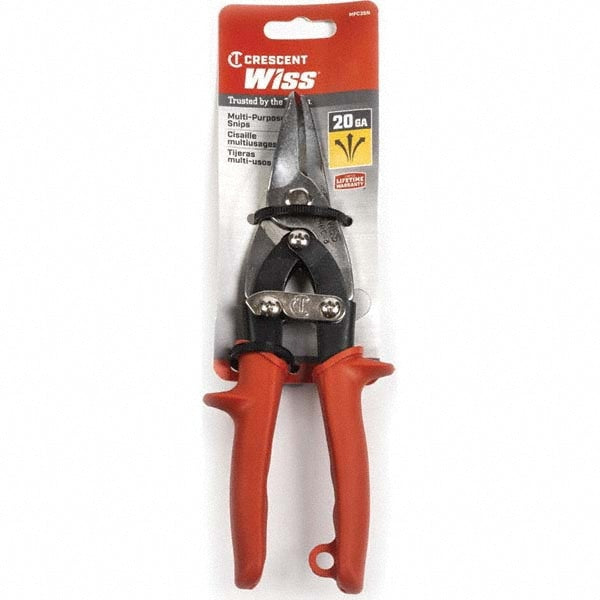 Multi-Purpose Snips: 9" OAL, 1-3/8" LOC, Metal Blades