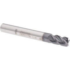 Corner Radius End Mill: 1/4" Dia, 3/8" LOC, 0.0300" Radius, 4 Flute, Solid Carbide