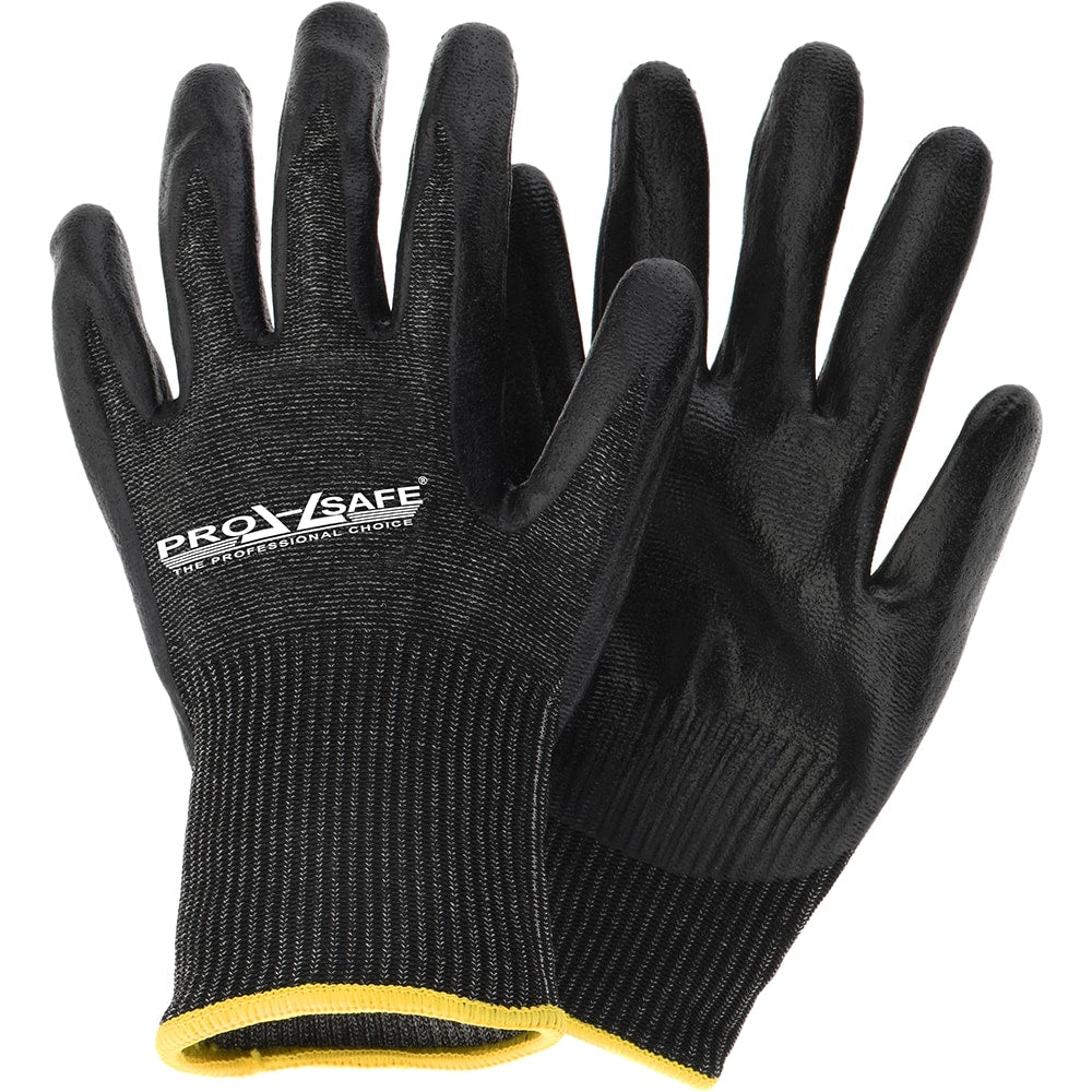 Cut-Resistant Gloves: PRO-SAFE Size Large, ANSI Cut A5, ANSI Puncture 0, Nitrile, HPPE Blend