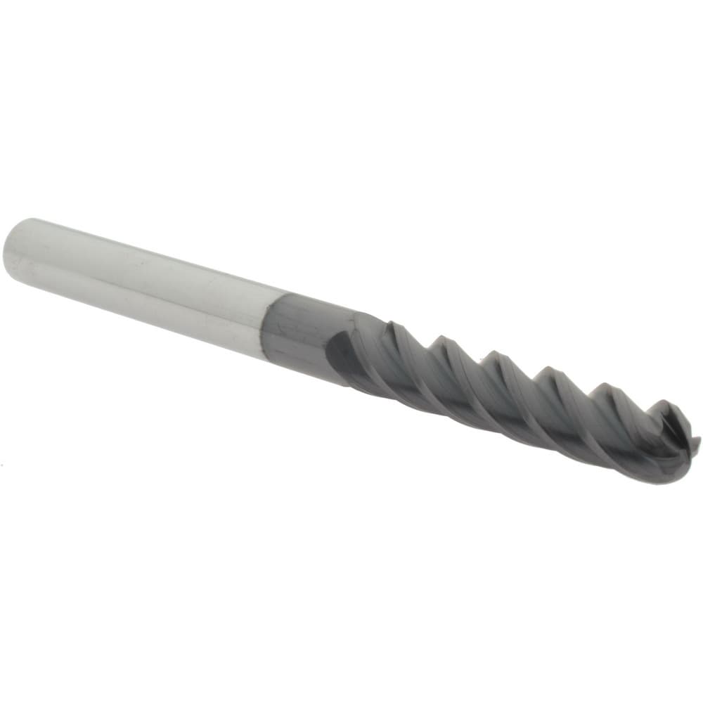 Ball End Mill: 5/16" Dia, 1-5/8" LOC, 4 Flute, Solid Carbide