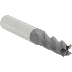 Square End Mill: 25/64" Dia, 1" LOC, 4 Flute, Solid Carbide