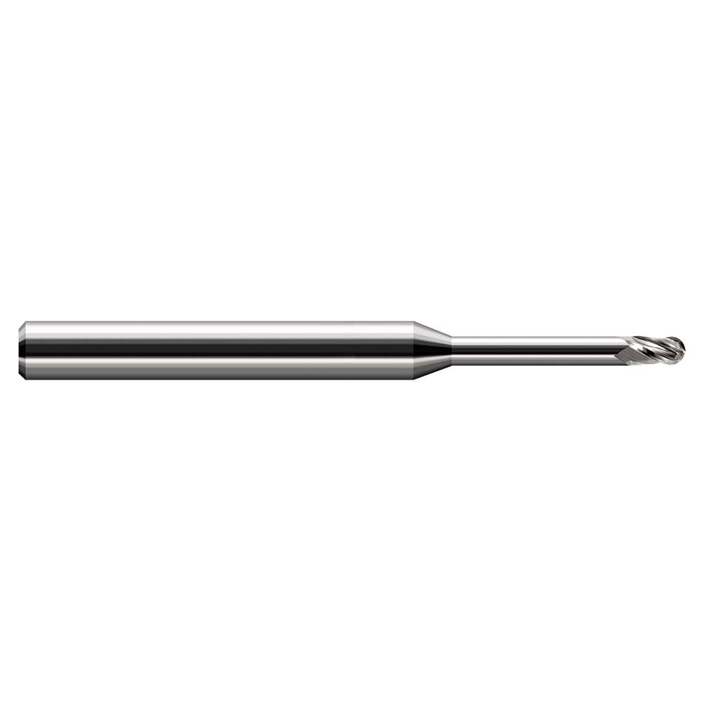 Ball End Mill: 0.0080" Dia, 0.0120" LOC, 3 Flute, Solid Carbide