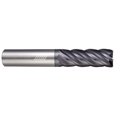 Corner Radius End Mill: 5/32" Dia, 9/16" LOC, 0.0300" Radius, 5 Flute, Solid Carbide