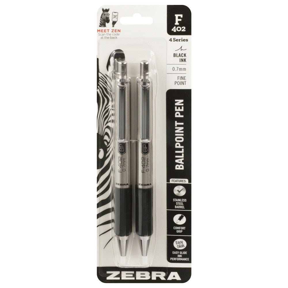 Pens & Pencils; F-402 FINE BLK 2/PK ZEBRA BALL POINT PEN