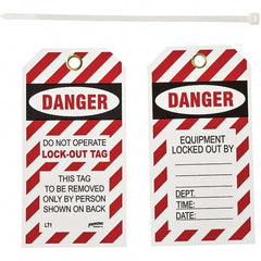 Lockout Tag: 3" High, 5-5/8" Wide, Polyester, "DANGER"