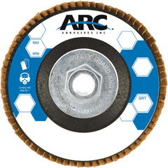 Flap Disc:  4-1/2" Dia, 5/8-11" Hole, 80 Grit, Zirconia Alumina, Type 29