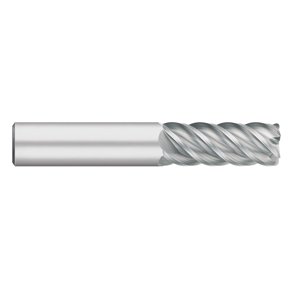 Corner Radius End Mill: 1/8" Dia, 1/2" LOC, 0.0100" Radius, 5 Flute, Solid Carbide