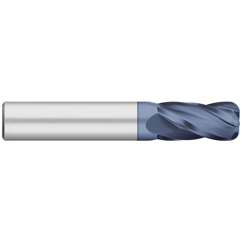 Corner Radius End Mill: 1/2" Dia, 1" LOC, 0.0900" Radius, 4 Flute, Solid Carbide