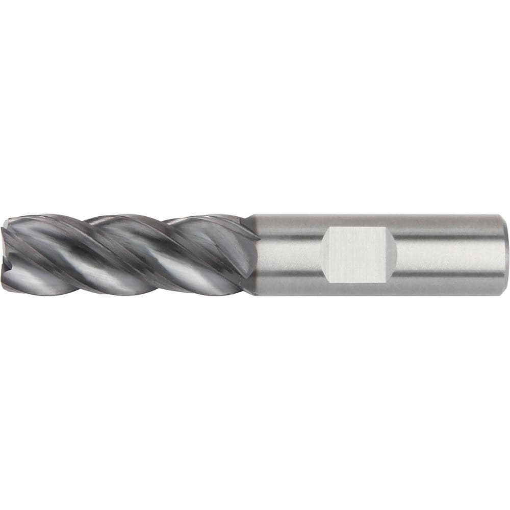 Square End Mill: 1/4" Dia, 3/4" LOC, 4 Flute, Solid Carbide