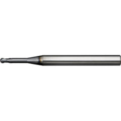 Ball End Mill: 1.00 mm Dia, 0.80 mm LOC, 2 Flute, Solid Carbide