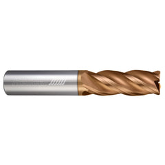 Corner Radius End Mill: 1" Dia, 3" LOC, 0.0300" Radius, 4 Flute, Solid Carbide