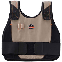 Cooling Vests; Cooling Technology: Phase Change Vest; Breakaway: No; Expandable: Yes; Size: Small, Medium; Color: Khaki; Maximum Cooling Time (Hours): 4; Material: Modacrylic Cotton; Activation Method: Cooling Inserts; Closure Type: Hook & Loop