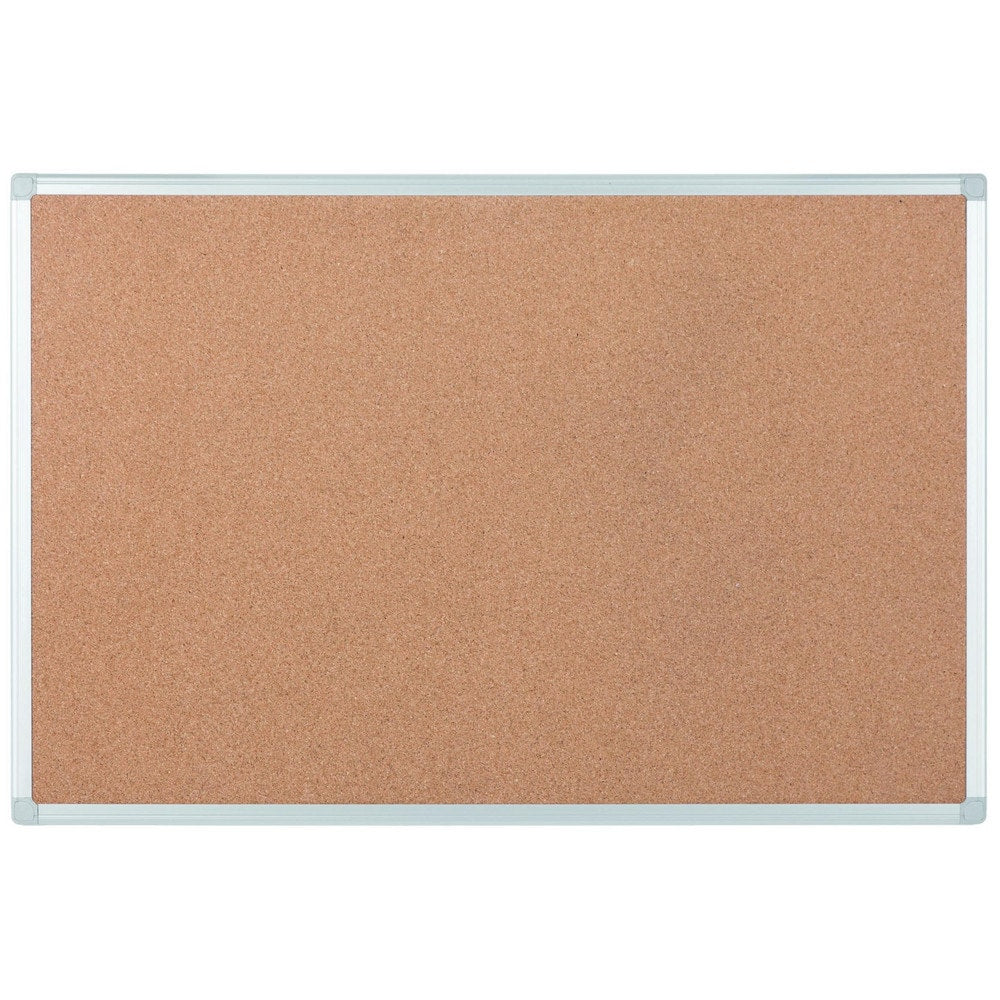 Cork Bulletin Boards; Bulletin Board Type: Open Cork Bulletin Board; Board Color: Brown; Board Material: Cork; Width (Inch): 23.62; Height (Inch): 17.72; Frame Material: Aluminum; Frame Color: Silver