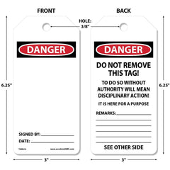 Blank Tag: Rectangle, 6-1/4" High, Synthetic Paper, "DANGER"