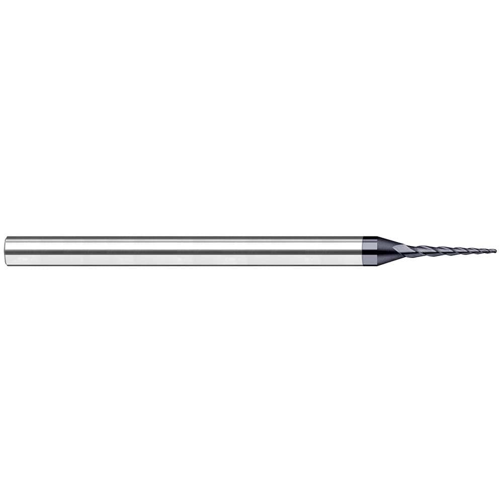 Tapered End Mill: 10 deg Angle per Side, 1/64" Small Dia, 0.1500" LOC, 4 Flute, Tapered End