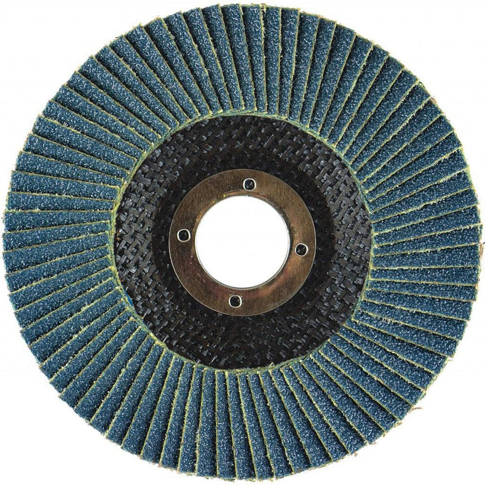 Flap Disc:  6" Dia, 5/8-11" Hole, 60 Grit, Zirconia Alumina, Type 27