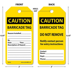 Accident Prevention Tag: Rectangle, 6-1/4" High, Synthetic Paper, "CAUTION"