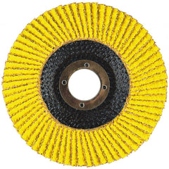 Flap Disc:  5" Dia, 7/8" Hole, 36 Grit, Ceramic Alumina, Type 27