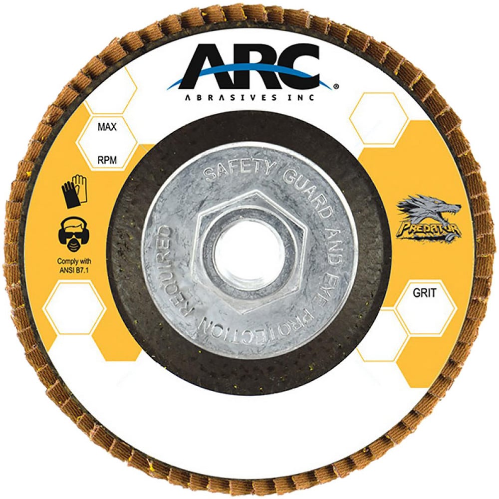 Flap Disc:  4.5" Dia, 7/8" Hole, 50 Grit, Ceramic Alumina, Type 27