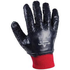 Work Gloves: SHOWA 7000R, Nitrile-Coated Cotton Knit & Nitrile, Industrial