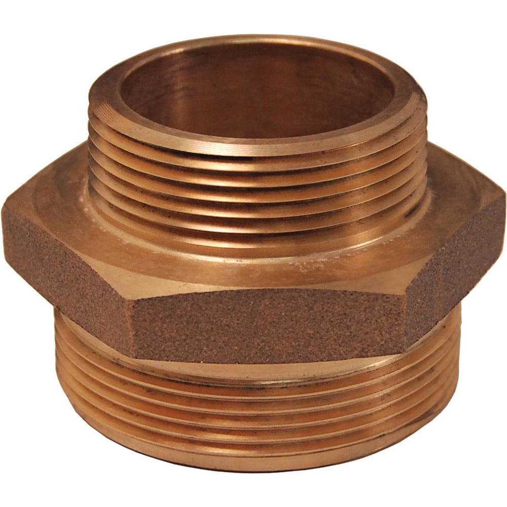 Brass & Chrome Pipe Fittings; Fitting Type: Double Male Hex Nipple; Fitting Size: 4 x 4-1/2; End Connections: MNPT x MNST; Material Grade: 360; Connection Type: Threaded; Pressure Rating (psi): 175; Fitting Shape: Straight; Thread Standard: NPT, NST