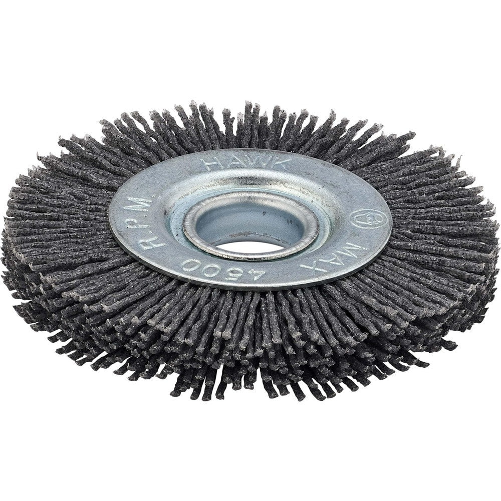 Wheel Brush: 6" Wheel Dia, 1/2" Face Width, 0.0220" Wire Dia,  Crimped