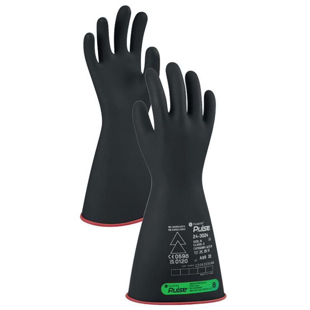 Rubber Linesman Gloves: Pulse Pulse, Size 2X-Large, 14" Long