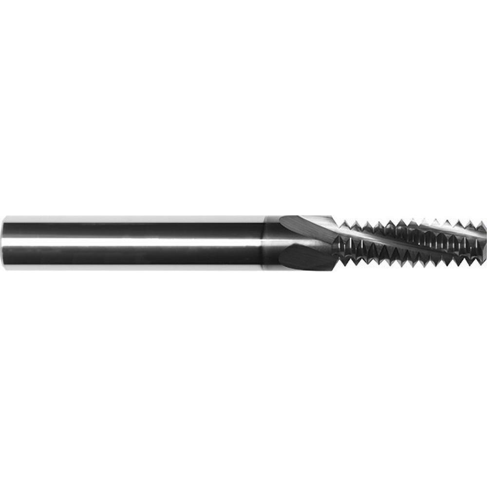 Helical Flute Thread Mill: 3/8-24, Internal & External, 4 Flute, 0.2500" Shank Dia, Solid Carbide