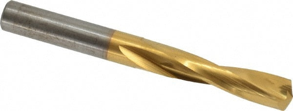 Screw Machine Length Drill Bit: 19/64" Dia, 135 deg Point, Solid Carbide