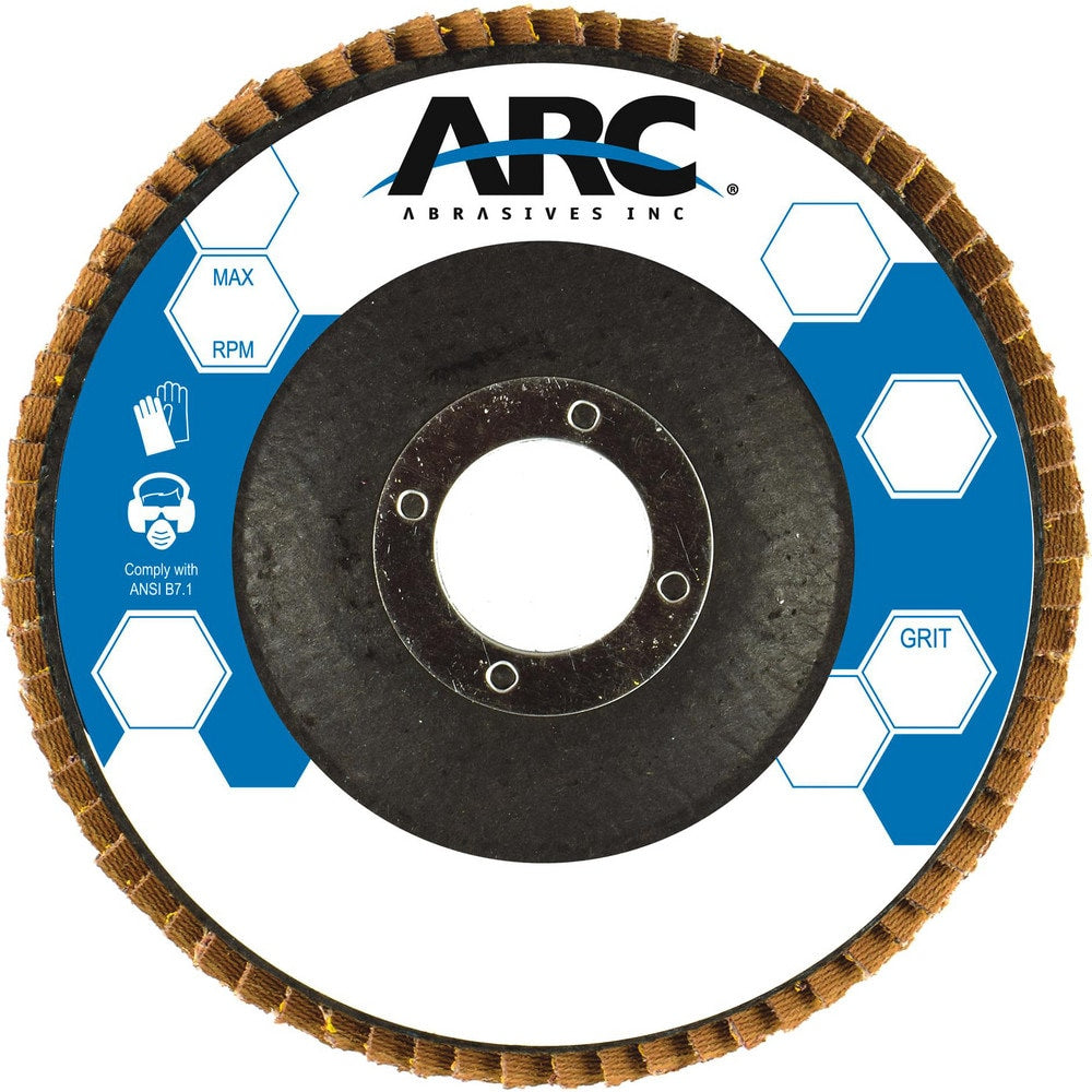 Flap Disc:  4-1/2" Dia, 7/8" Hole, 40 Grit, Zirconia Alumina, Type 29