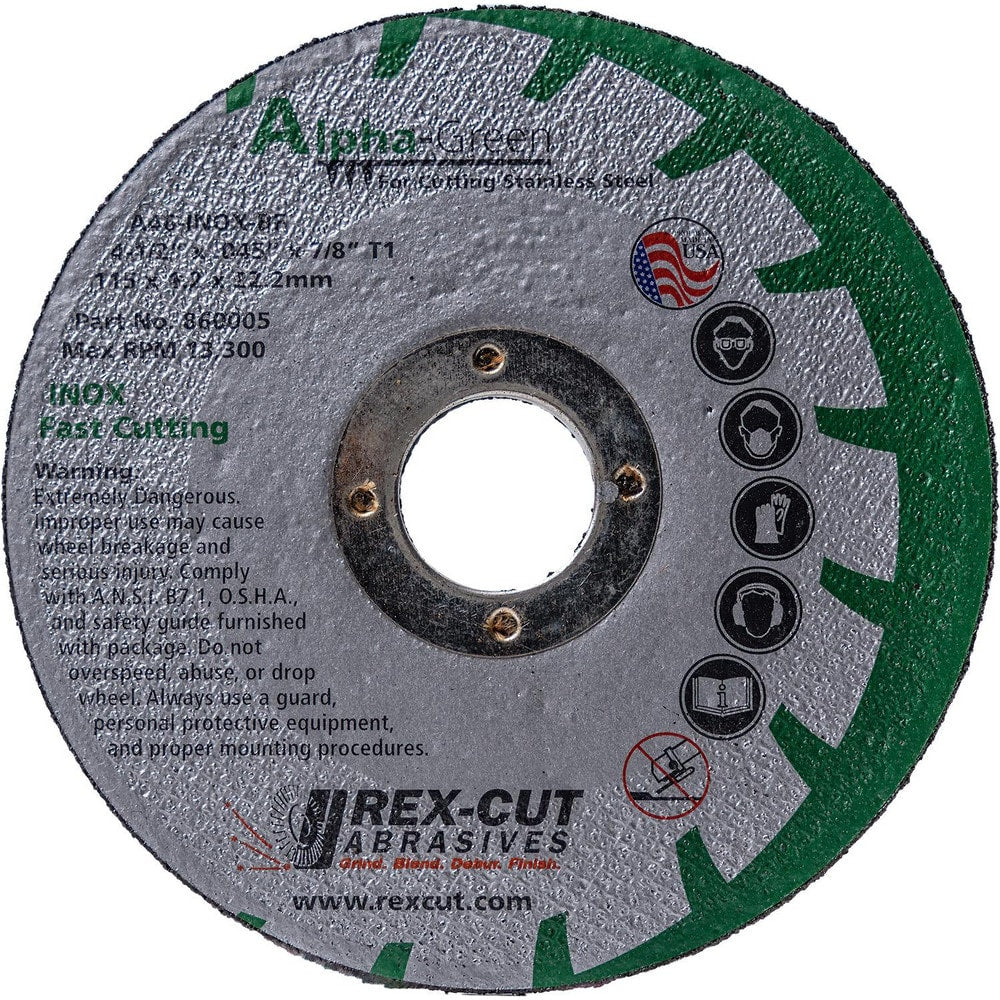 Cutoff Wheel: Type 1, 6" Dia, Aluminum Oxide