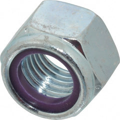 Hex Lock Nut: Insert, Nylon Insert, Grade 5 Steel, Zinc Trivalent Chromate Finish