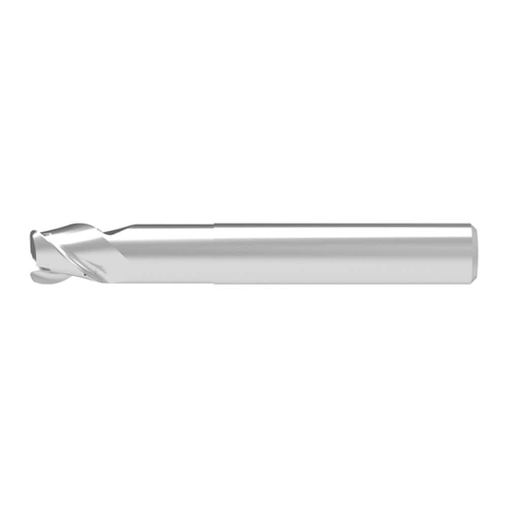 Corner Radius End Mill: 3.00 mm Dia, 3.50 mm LOC, 0.60 mm Radius, 3 Flute, Solid Carbide